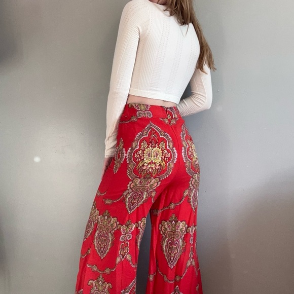 Anthropologie red Manon Flared Pants - Picture 6 of 11